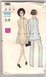 7683 68 VOGUE MATERNITY LONG SLEEVE SEAMED DRESS, TUNIC, PANTS PATTERN 8